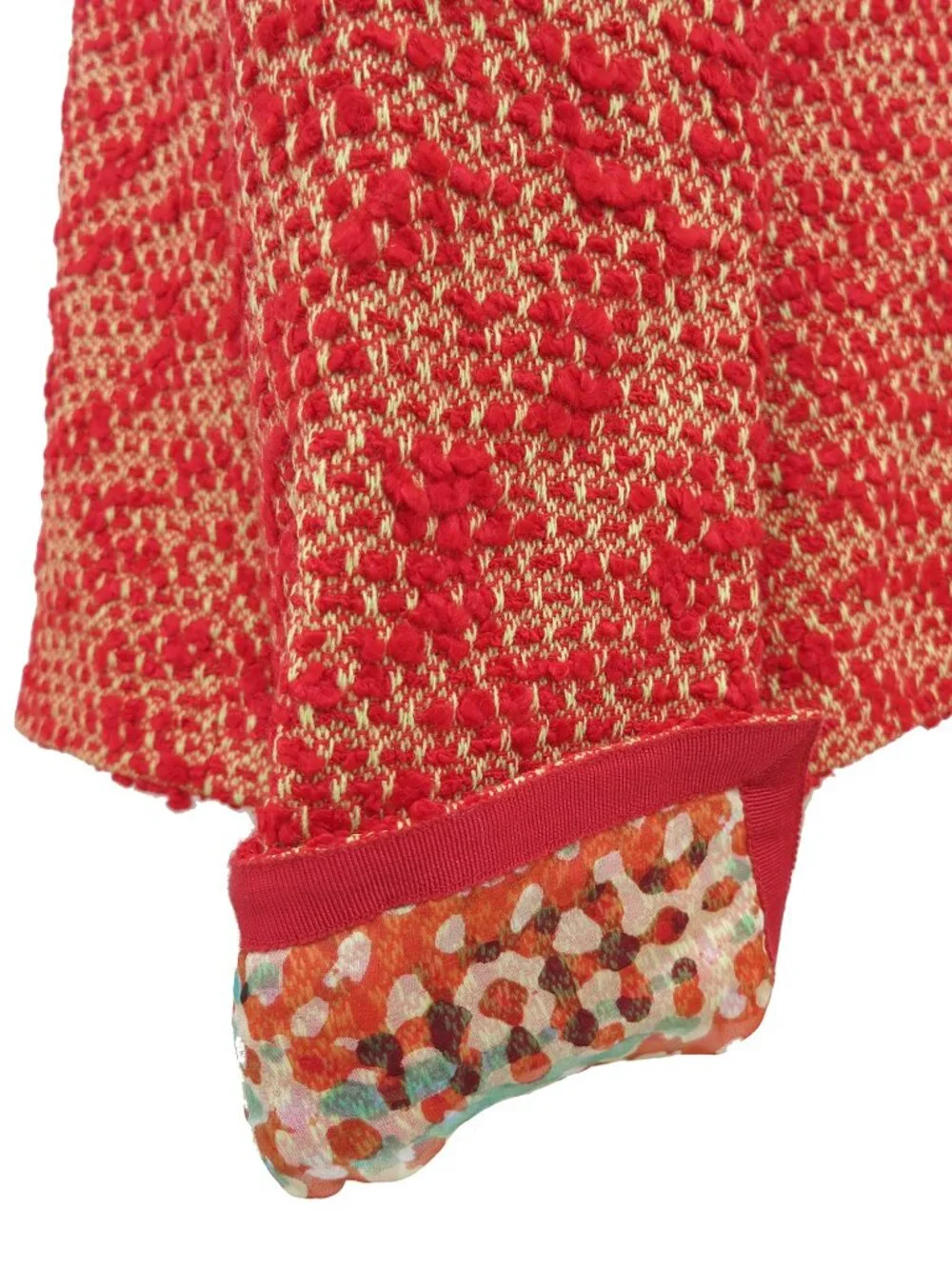 CHANEL 1999 Pre Fall 99A Red Yellow Mottled Boucle Tweed Tank Jacket Twin Set 38